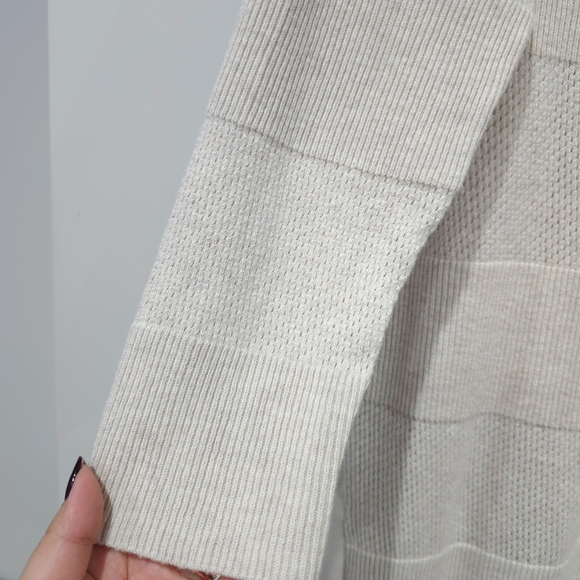 STYLUS Cream Knit Lightweight Sweater Tunic, High-Low Hem, Cotton Modal Blend - Picture 7 of 16